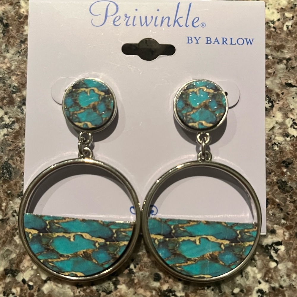🆕 Periwinkle by Barlow Turquoise Wooden Hanging Earrings